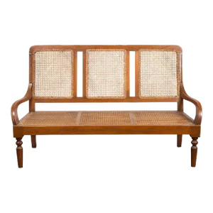 Antique Woven Rattan Settee