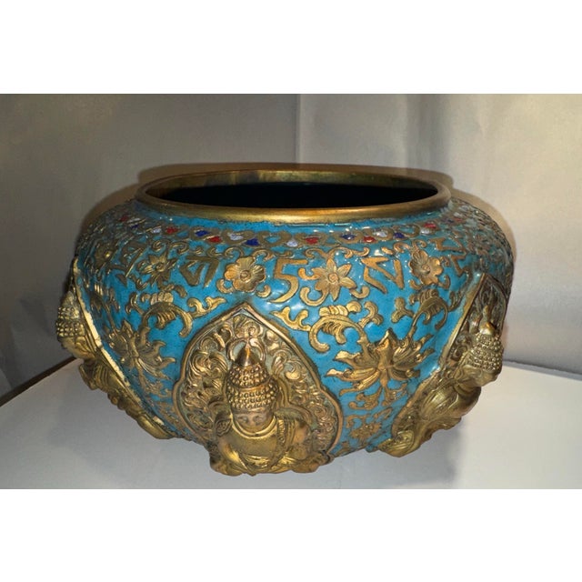 This listing is for a Sino Tibetan alms bowl. This bowl dates to the 18th century. It features a champlevé enamel design...