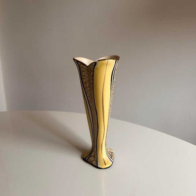 Ceramic Small Mid-Century Yellow Ceramic Vase For Sale - Image 7 of 8