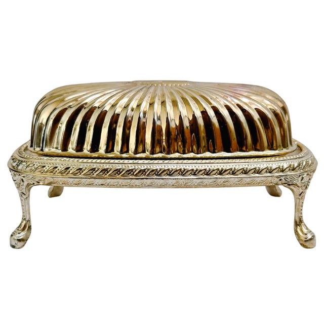 Vintage Silver-Plated Revolving Butter Dish With Glass Liner - Footed Roll-Top Caviar Server For Sale - Image 9 of 10