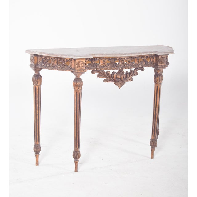 Portuguese Gilded Carving Side Table with Marble Top For Sale - Image 6 of 13