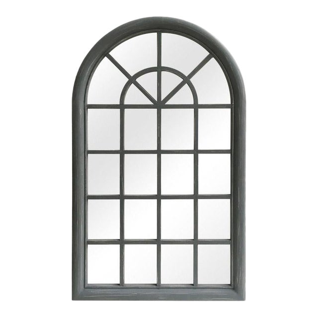 Distressed Solid Wood Gray Arched Wood Frame Accent Mirror Chairish