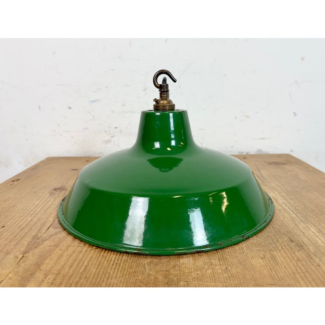 Industrial Green Enamel Factory Pendant Lamp from Revo, 1950s For Sale - Image 15 of 18