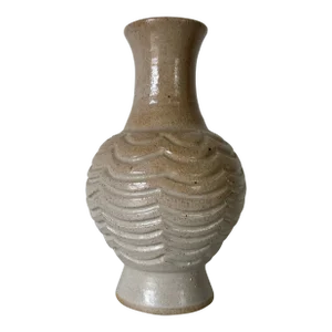 Vintage Beige Glaze Art Pottery Vase, Signed