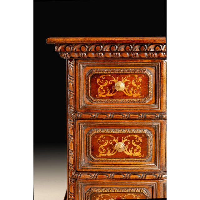 Italian Italian Walnut Marquetry Serpentine Chest of Drawers For Sale - Image 3 of 4