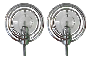 Italian Optical Metal Chrome Sconces by Oscar Torlasco - a Pair