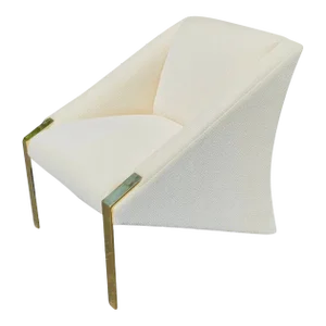 1980s Andree Putman Postmodern Sculptural Triangle Brass Lounge Chair With Gold Sparkles