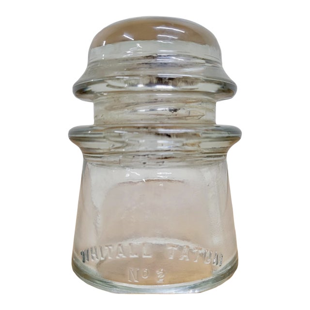 Vintage Whitall Tatum No. 2 Clear Glass Insulator For Sale
