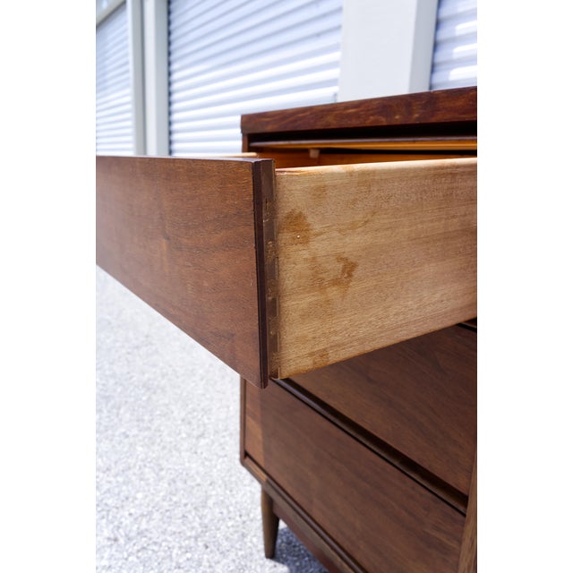 Brown Mid Century Modern Walnut Writing Desk For Sale - Image 8 of 10
