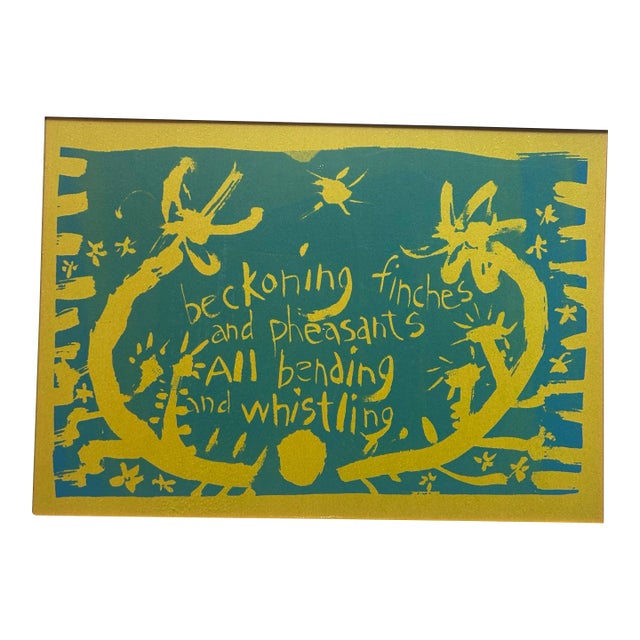 1960’s Original Pop Art Serigraph Silk Screen Print Folk Art Words For Sale