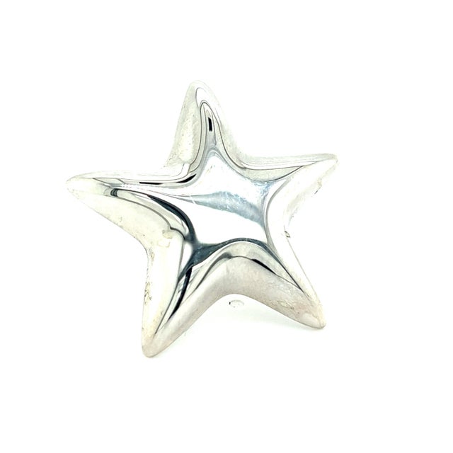 Metal 1990s Tiffany & Co Estate Puffed Star Brooch Sterling Silver For Sale - Image 7 of 7