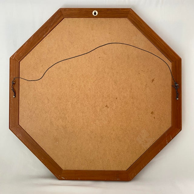 Mid 20th Century Vintage Wood Octagonal Wall Mirror For Sale - Image 5 of 5