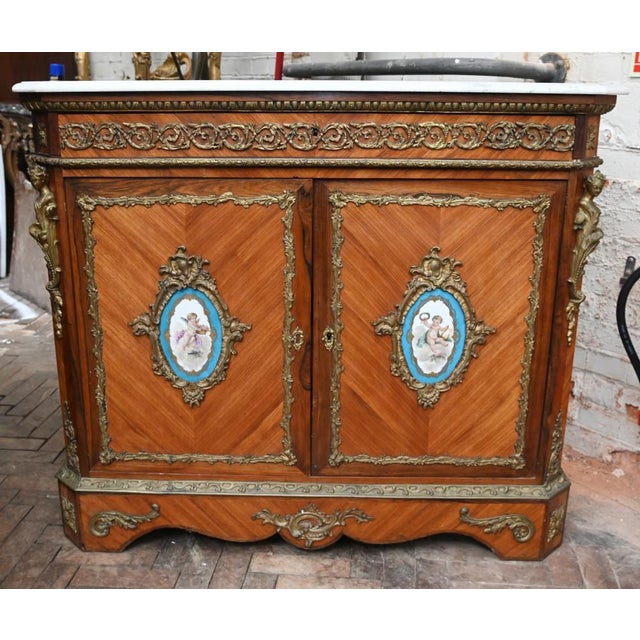 Napoleon III Kingwood Cabinet with Sevres Plaques Chest, 1860 For Sale - Image 18 of 18