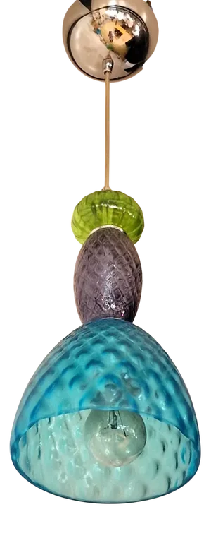Vintage Italian Hanging Lamp with Hand-Blown Murano Glass, 1980s