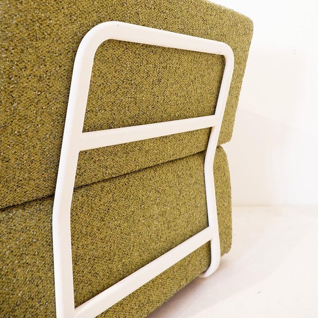 Lounge Chairs with White Metal Frames and Mottled Green Upholstery, 1960s, Set of 2 For Sale - Image 4 of 9