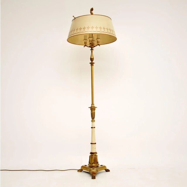Antique French Tole Floor Lamp & Shade For Sale - Image 12 of 12
