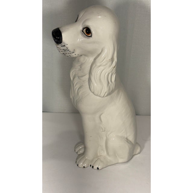 White Vintage Italian Mid-Century Modern Glazed Ceramic Cocker Spaniel Dog Figurine For Sale - Image 8 of 12
