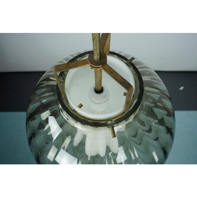 Mid-Century Smoked Murano Glass Pendant with Opaline Diffuser, Italy, 1950s For Sale - Image 9 of 13