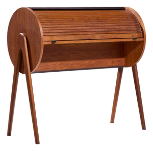 Egon Østergaard Style Danish Teak Tambour Door Roll Top Desk