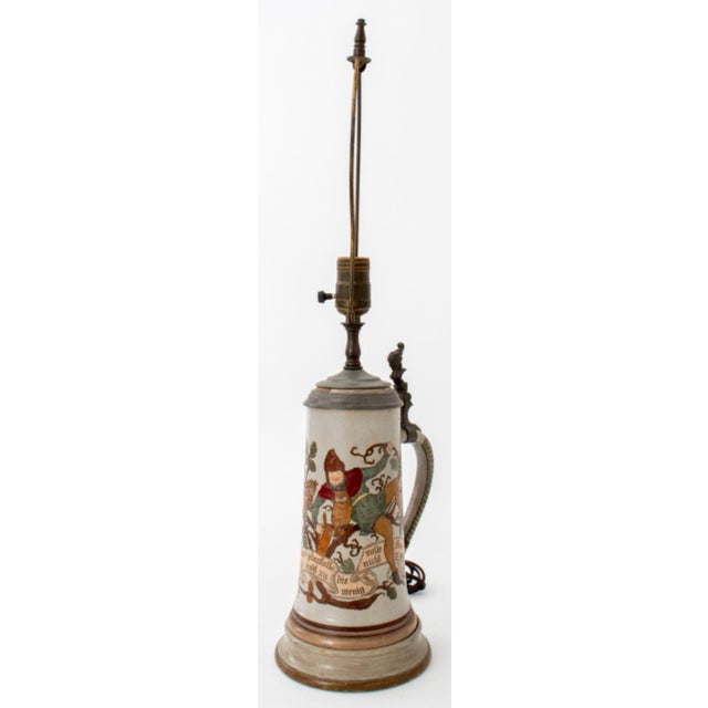 Ceramic German Bier Stein Mounted as a Lamp For Sale - Image 7 of 10