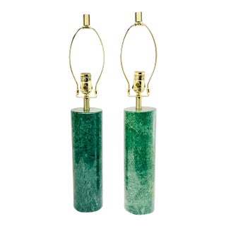 1990s Verde Polished-Marble Table Lamps - A Pair For Sale