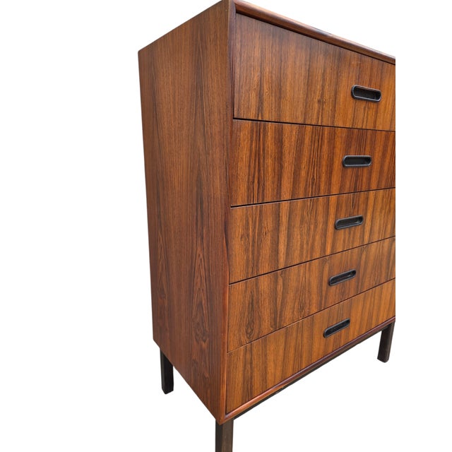 1970s Danish Modern Rosewood Dresser High Chest of Drawers For Sale - Image 10 of 15
