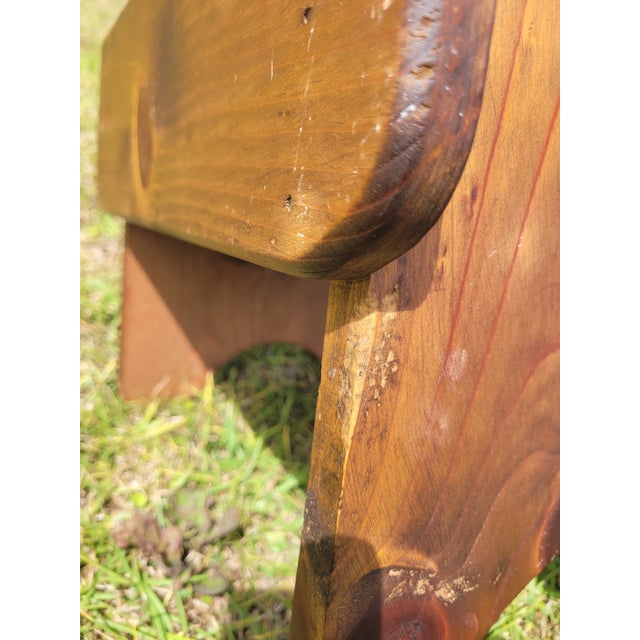Late 20th Century Rustic Pine Step Stool With Heart Cut-Outs and Etched Mallard Scene For Sale - Image 5 of 12