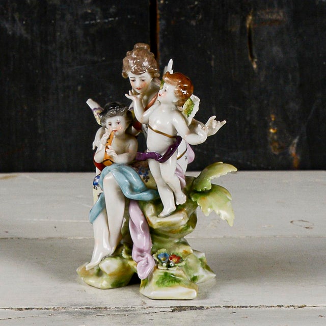 1920s Capodimonte Sculpture Statue of a Woman with Cherubs and Musicians in a Bucolic Scene, 1920s, Ceramic For Sale - Image 5 of 10