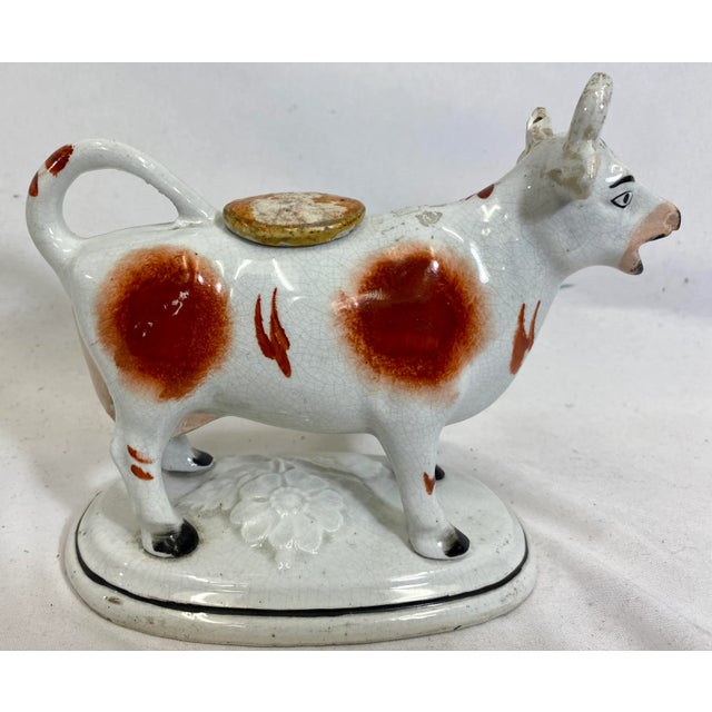 Antique Staffordshire Cow Milk Pitcher / Creamer From England - Circa 19th Century For Sale - Image 10 of 12