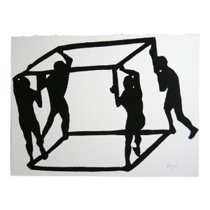 Puntos Y Rectas Notables Del Cuadrado (Notable Points and Lines of a Square), Original Linoprint by Pablo Pino
