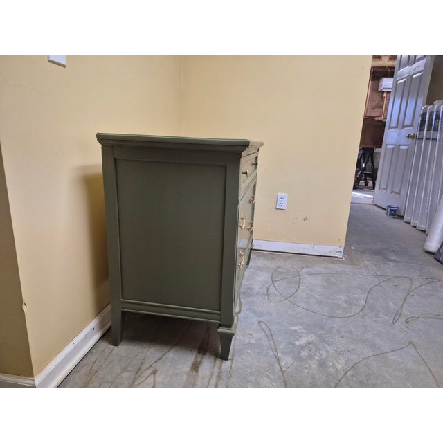 Timeless Vintage Sage Three-Drawer Dresser With Warm Gold Hardware For Sale - Image 4 of 11
