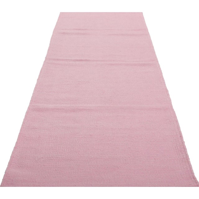 Swedish Inspired Pink Kilim Rug Runner - 03'01 X 11'10 For Sale - Image 4 of 9