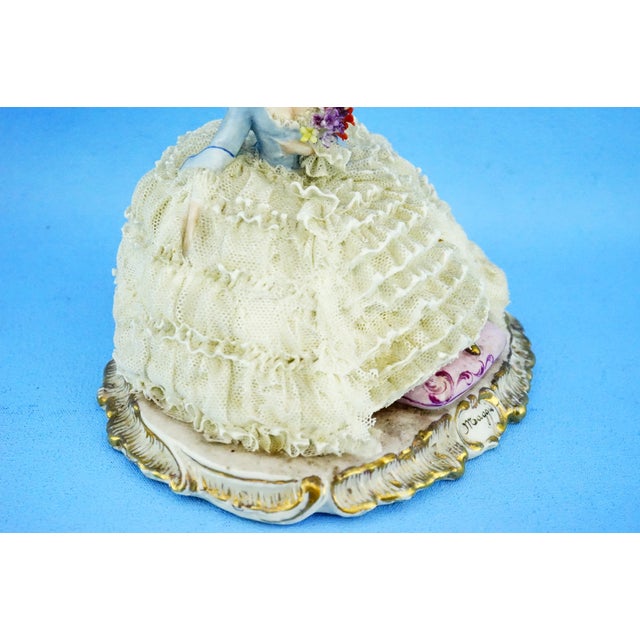 Luigi Fabris, Sculpture Venetian Lady, Crinoline Lace Flowers, 1890s, Porcelain For Sale - Image 17 of 18
