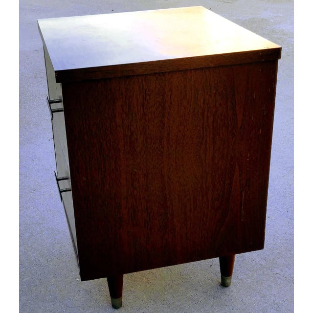 Lane Furniture Eames Era Sold Wood Two Drawer Desk Cabinet With Pegged Capped Peg Legs For Sale - Image 4 of 9