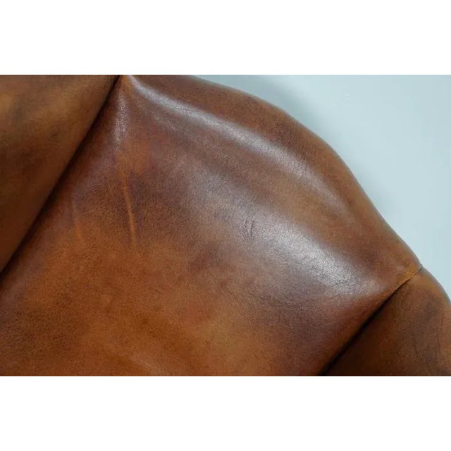 Vintage Dutch Cognac-Colored Leather Club Chair For Sale - Image 4 of 13