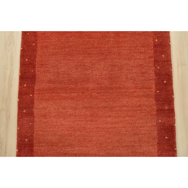 2020s Gabbeh Runner 2’7” X 8’2” Red Wool Contemporary Hand-Knotted Oriental Rug For Sale - Image 5 of 13