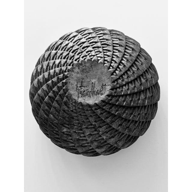1990s Kenneth Standhardt Round Matte Black Woven Vessel - Studio Art Pottery- Contemporary Folk Style, Pre-Columbian Influences For Sale - Image 5 of 6
