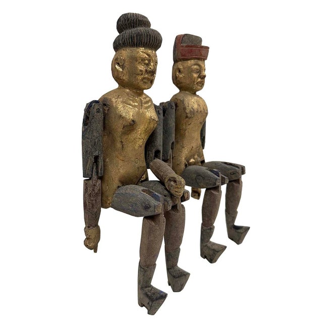 Early 20th Century Antique Chinese Gilt Carved Camphor Wood Adult Toys For Sale - Image 9 of 13