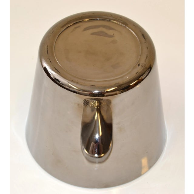 1970s Art Deco Style Barware Steel Martini Ice Bucked Insulated Black Mirrored Glass Brass Handle For Sale - Image 10 of 13