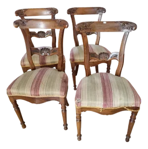 Vintage Carved Chairs, 1920s, Set of 4