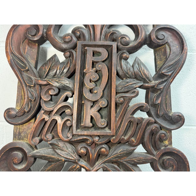 Large Antique 19th Century Carved Wood Architectural Salvage Pediment Sculpture For Sale - Image 11 of 12