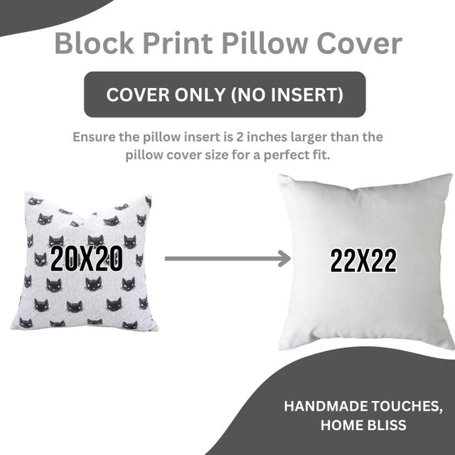 Fabdivine Halloween Cat Face Pillow Cover Artisan Cotton Cushion for Festive Home Décor Size 18x18- Kitty For Sale - Image 6 of 6