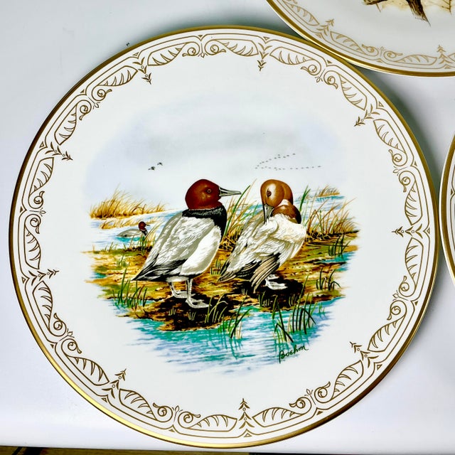 1980 Vintage Arts & Crafts English Bone China Water Fowl Birds Dinner Plates -Set of 8, Thanksgiving For Sale - Image 11 of 18