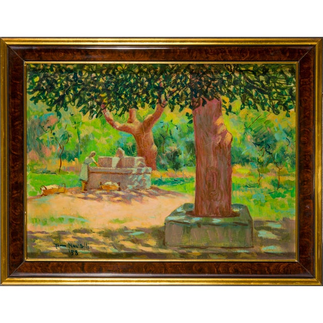1950s 1950s Italian Signed Landscape Painting For Sale - Image 5 of 12