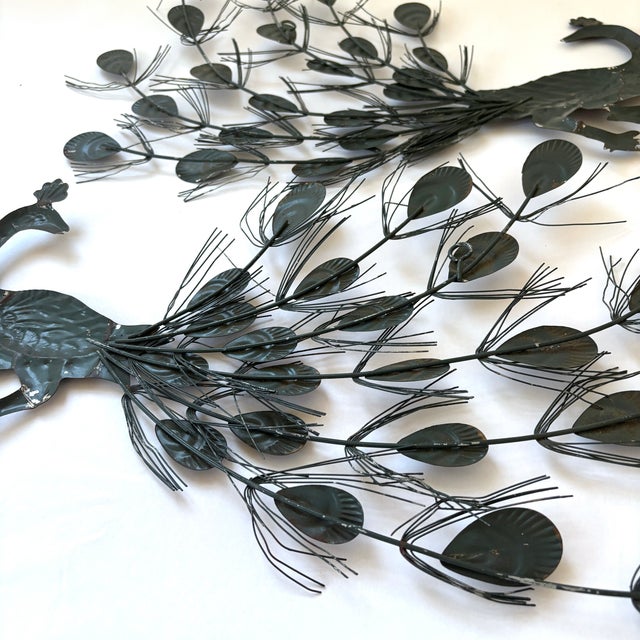 Stunning Pair of Mid Century Peacock Wall Sculptures For Sale In New York - Image 6 of 7