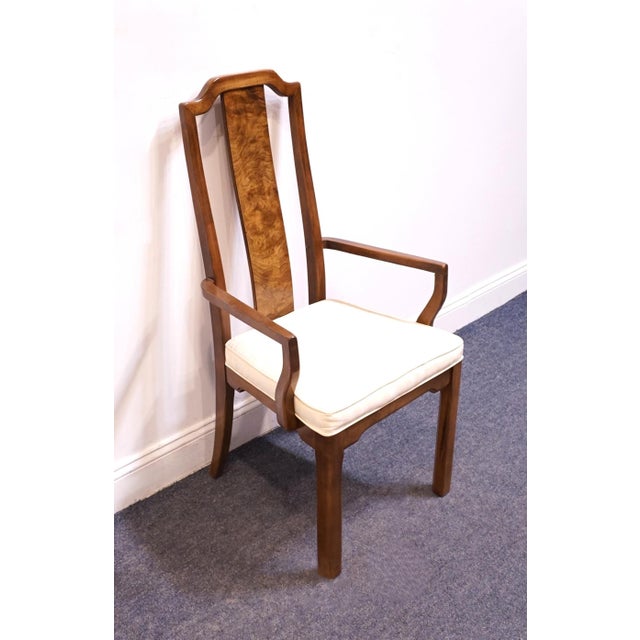 Thomasville Thomasville Tokaido Collection Burled Walnut Asian Modern Dining Arm Chair 10821-813-814 For Sale - Image 4 of 11