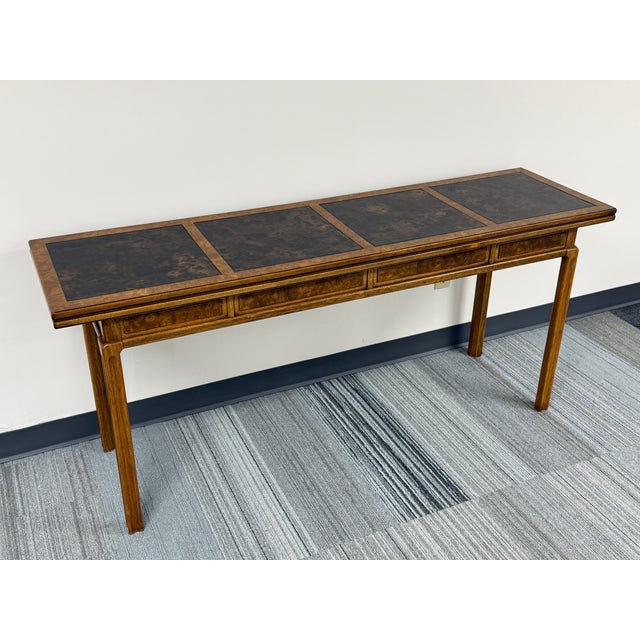 >>> Super cool two in one table - starts out as a sofa or console table with leather inserts on the top. It will convert...