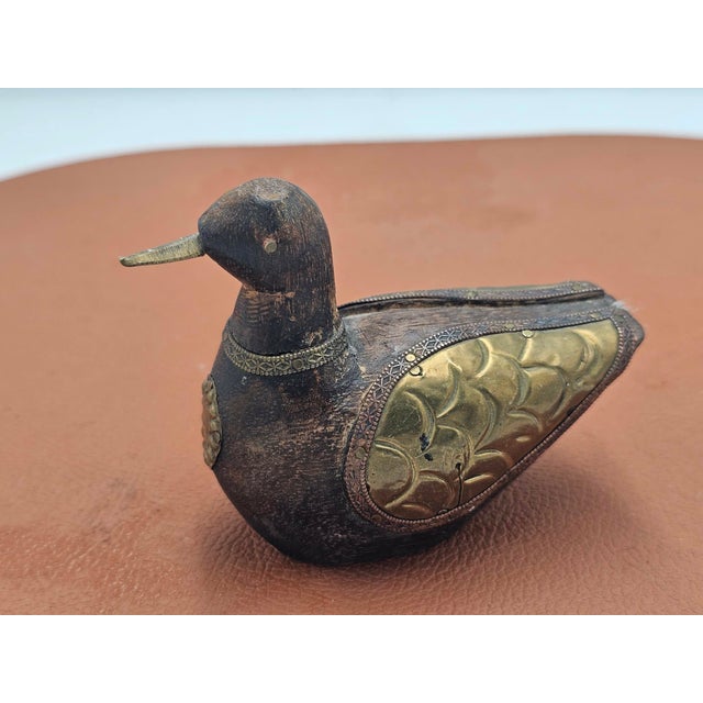 1950s Vintage Wooden Duck in Brass-Plated, 1950s For Sale - Image 5 of 7