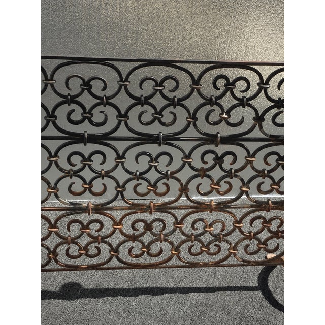 VTG French Country Black Rustic Wrought Iron Fireplace Screen W Candle Holders For Sale - Image 9 of 12