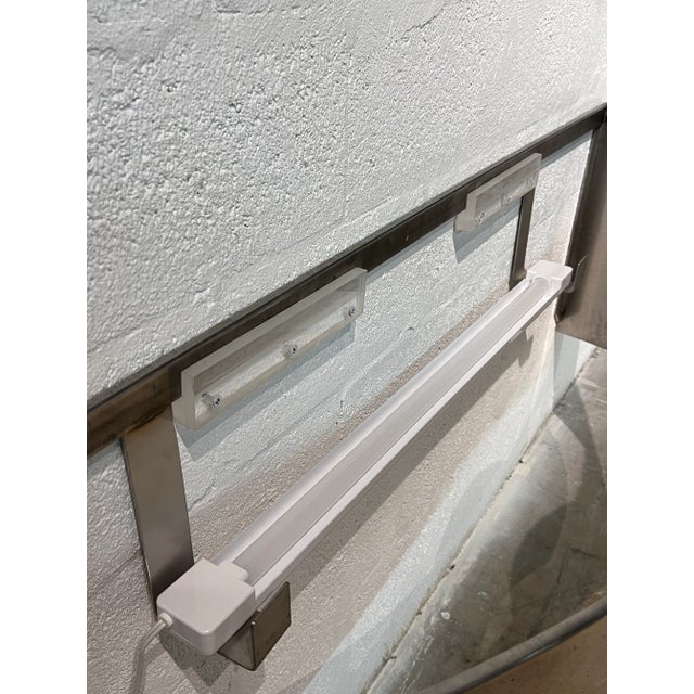Mid-Century Custom Polished Steel and Frosted Lucite Illuminated Floating Shelf or Console For Sale - Image 12 of 13